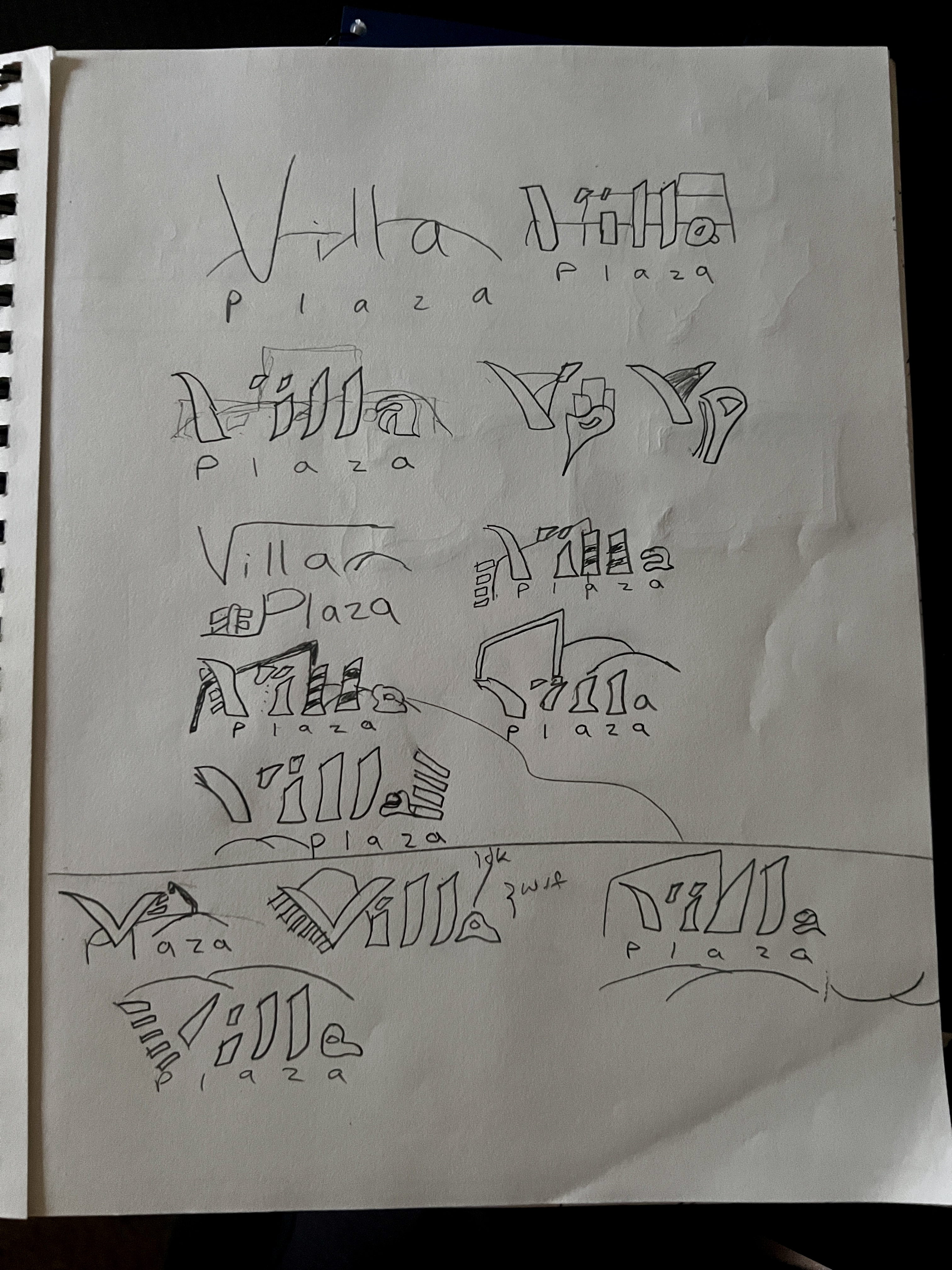 Sketches for Villa Plaza logo